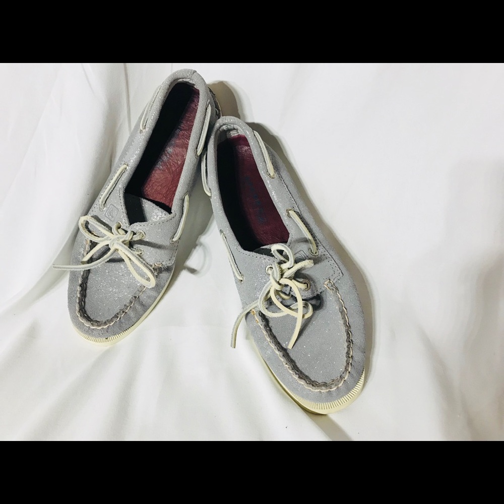 Sperry silver women’s topsides